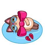 😭 cat, broken heart, sad, crying, bow, cartoon whatsapp sticker