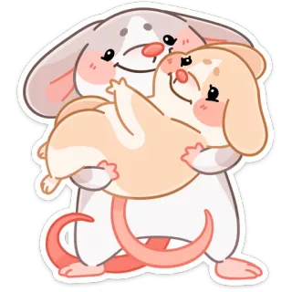 ☺️ mouse, hamster, animals, cute, hugging telegram sticker