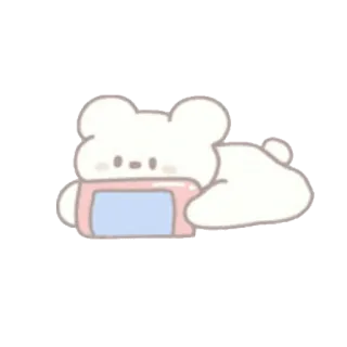 🍦 urso, fofo, deitado, kawaii, rosa, azul, animal, desenho animado telegram sticker
