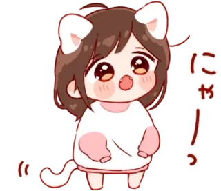 💭 にゃー кот, каваий, нэко, милый, аниме, манга, девушка telegram sticker