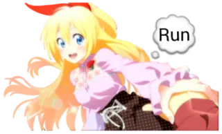 🏃‍♀ Run anime, cartoon, running, text telegram sticker