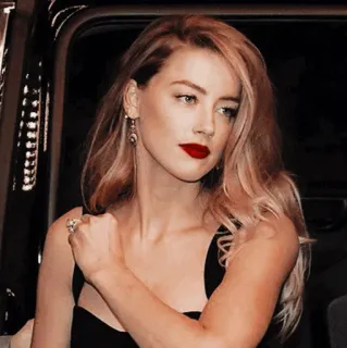 🥀 Amber Heard actress, woman, red lipstick, blonde, celebrity telegram sticker