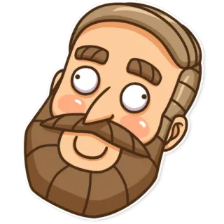 😄 kartun, pria, jenggot, wajah, kepala, potret telegram sticker