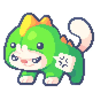 🦖 dinosaurus, monster, kawaii, pixel art, kartun, imut, hewan, hewan peliharaan whatsapp sticker