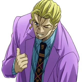 👍 Yoshikage Kira JoJo's Bizarre Adventure Anime, Sticker, Manga, Jojo, Pouce levé, Personnage, Kira whatsapp sticker