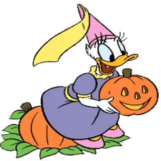 👗 Daisy Duck Daisy Duck, Disney, Kürbis, Halloween, Cartoon telegram sticker