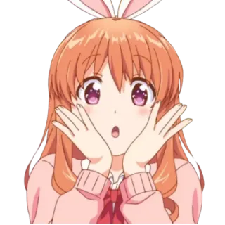 😍 Anime, Chica, Orejas de conejo, Sorprendido/a, Lindo/a, Dibujo animado telegram sticker