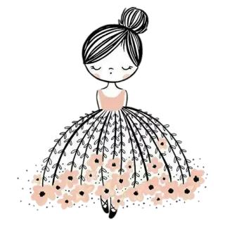 Ⓜ️ Mädchen, Ballerina, Kleid, Blumen, Zeichnung whatsapp sticker