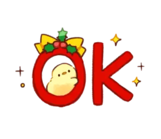 🐥 OK ok, cute, wreath, christmas, holiday, kawaii, bird telegram sticker