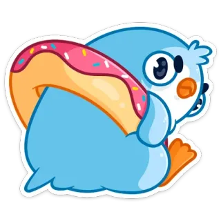 😤 pingouin, donut, mignon, kawaii, oiseau, animal, dessin animé whatsapp sticker