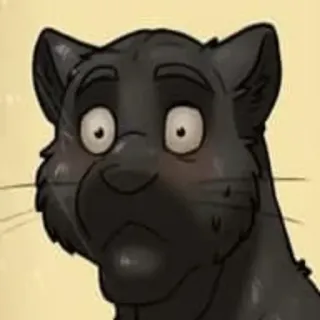 😦 cat, black, cartoon, animal, sad, worried whatsapp sticker