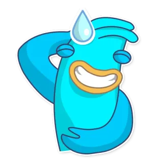 😅 만화, 캐릭터, 파란색, 땀방울, 표정, 감정 telegram sticker