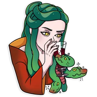 🥴 Medusa Mythologie, Griechisch, Schlange, Medusa, Monster, Trinken telegram sticker