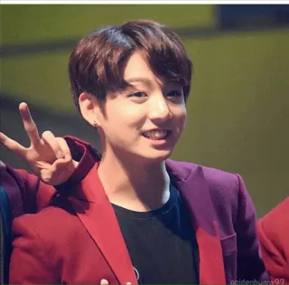 😬 Jungkook K-pop, Idool, Vredesteken, Persoon, Man, Zanger, Popmuziek telegram sticker