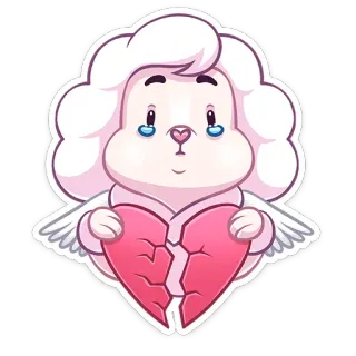 💔 мультфильм, ангел, разбитое сердце, грустный, милый, любовь whatsapp sticker
