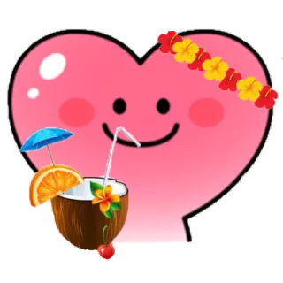 🍹 corazón, coco, tropical, verano, bebida, vacaciones, dibujos animados telegram sticker