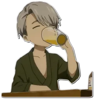 😋 Anime, Bebiendo, Personaje, Cerveza, Dibujos animados, Adulto, Masculino telegram sticker