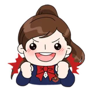 😀 мультфильм, девочка, взволнована, улыбка whatsapp sticker