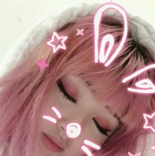 🍓 girl, pink hair, bunny ears, filter, cute, stars telegram sticker