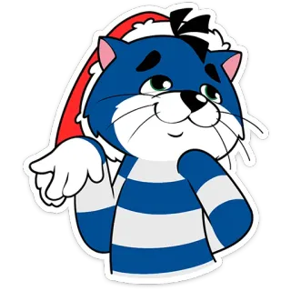 ☺️ gato, dibujo animado, navidad, sombrero, lindo, azul, pegatina telegram sticker