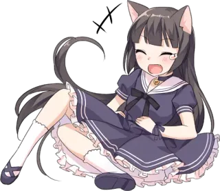 😹 Anime, Katzenmädchen, Neko, Süß, Kawaii, Manga telegram sticker