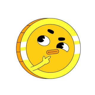 🤔 Dessin animé, Pièce, Réflexion, Doigt d'honneur, Geste, Animé telegram sticker