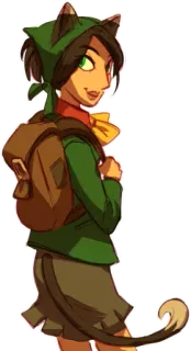 🙂 Catgirl, Estilo anime, Estudiante, Mochila, Dibujos animados, Arte digital whatsapp sticker
