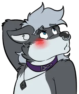 😳 furry, anthro, dog, cartoon, blush, expression whatsapp sticker