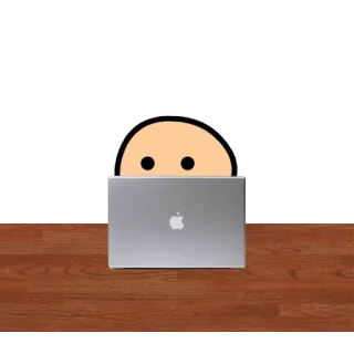 😳 ラップトップ, コンピュータ, アップル, 絵文字, 覗き見, 隠れる telegram sticker