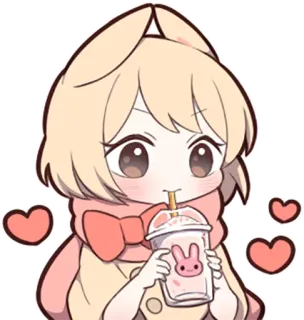 🍹 动漫, 卡通, 卡哇伊, 可爱, 饮料, 爱心, 兔子 telegram sticker