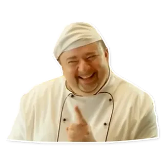 ☝ koki, juru masak, menunjuk, pria, senyum, profesional whatsapp sticker