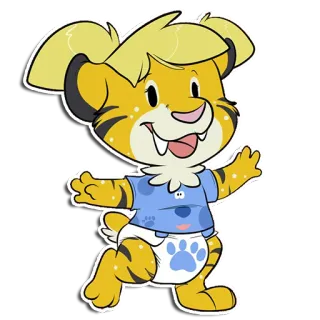 🐾 เสือ, การ์ตูน, เฟอร์รี่, สัตว์, ลูก, เด็ก telegram sticker