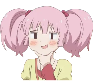 😏 Anime, Carina, Ragazza, Capelli rosa, Soddisfatta, Espressione facciale telegram sticker