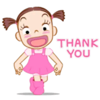 😇 THANK YOU gracias, chica, vestido rosa, dibujos animados whatsapp sticker