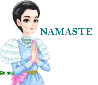 👋 NAMASTE Намасте, Приветствие, Тайский, Мультфильм, Женщина, Национальный костюм, Уважение telegram sticker