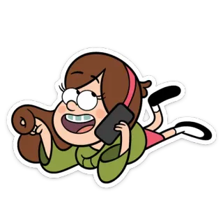 📞 Mabel Pines Gravity Falls мультфильм, девушка, телефон, Мэйбл Пайнс, Гравити Фолз, персонаж, мультяшный telegram sticker