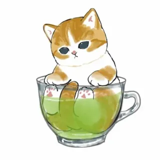 💗 kot, kociak, filiżanka, herbata, słodki, zwierzę telegram sticker