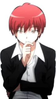 🤔 Karma Akabane Assassination Classroom Anime, Manga, Karma Akabane, Assassination Classroom, Capelli Rossi, Personaggio telegram sticker