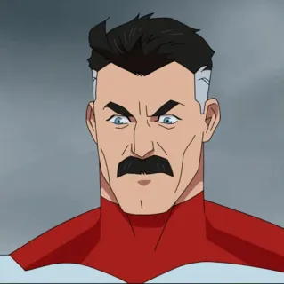 🌐 Omni-Man Invincible Superheld, Cartoon, Viltrumit, Schnurrbart, wütend telegram sticker