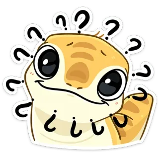 🙂 ??? gecko, question mark, reptile, animal, cute, cartoon telegram sticker