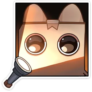👽 cat, box, flashlight, cute, cartoon telegram sticker