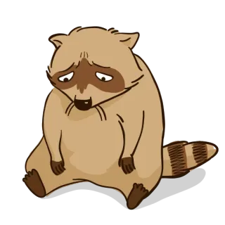 😞 Waschbär, traurig, süß, Tier, Cartoon, Säugetier telegram sticker