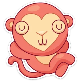 😴 원숭이, 만화, 귀여운, 동물, 스티커, 하트, 분홍색, 눈 telegram sticker