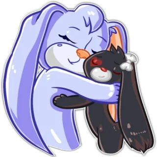 👩‍❤️‍👩 кролик, объятие, милый, животное, каваи, нежность telegram sticker