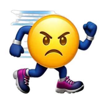 😠 biểu tượng cảm xúc, tức giận, chạy, hoạt hình, chuyển động, nhân vật, nhanh, quyết tâm whatsapp sticker