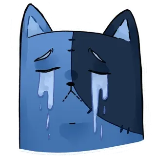 😭 เศร้า, ร้องไห้, แมว, สีน้ำเงิน, อารมณ์ whatsapp sticker