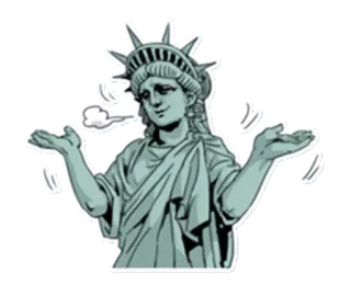 🤷 自由の女神, 肩をすくめる, 煙, 自由, ユーモア, ニューヨーク, アメリカ whatsapp sticker