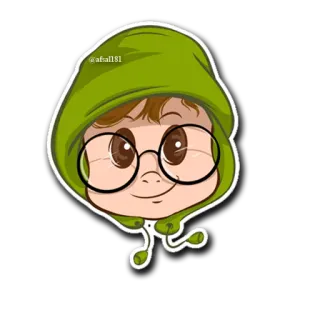 😊 @afall81 desenho animado, personagem, moletom com capuz, óculos, avatar telegram sticker