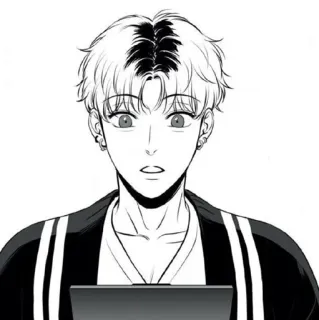 ✉️ anime, manga, character, black and white, man, person telegram sticker