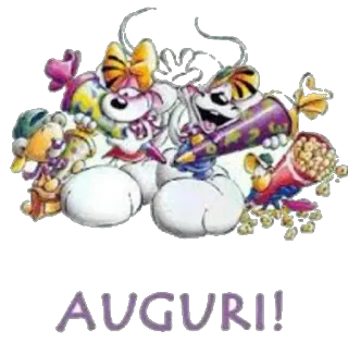 ❤ AUGURI!! celebração, desenho animado, animais, italiano, saudação, festa, confete telegram sticker